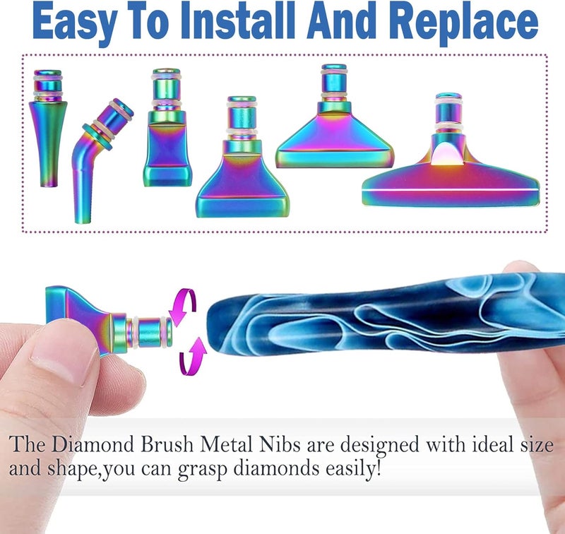 Heyseri 14PCS Diamond Painting Pen Ergonomic Diamond Art Pen with Exquisite Stainless Steel Metal Tips, Comfort Grip and Faster Drilling(Blue) - Image 5